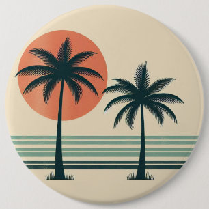 Badge Rond 15,2 Cm Palmier tropical rétro/vintage
