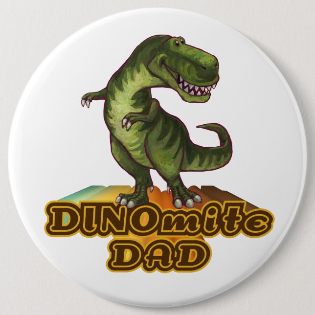 Badge Rond 15,2 Cm Papa Dinomite (Devant)