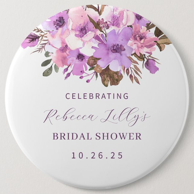 Badge Rond 15,2 Cm Papier floral élégant (Devant)