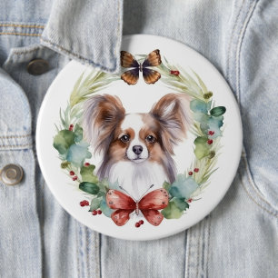Badge Rond 15,2 Cm Papillon Christmas Wreath Festive Pup
