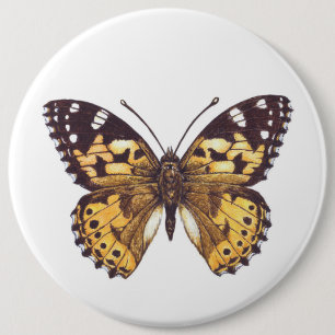Badge Rond 15,2 Cm Papillon de femme peint