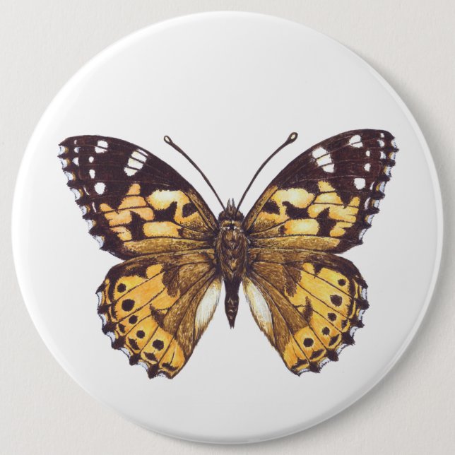 Badge Rond 15,2 Cm Papillon de femme peint (Devant)