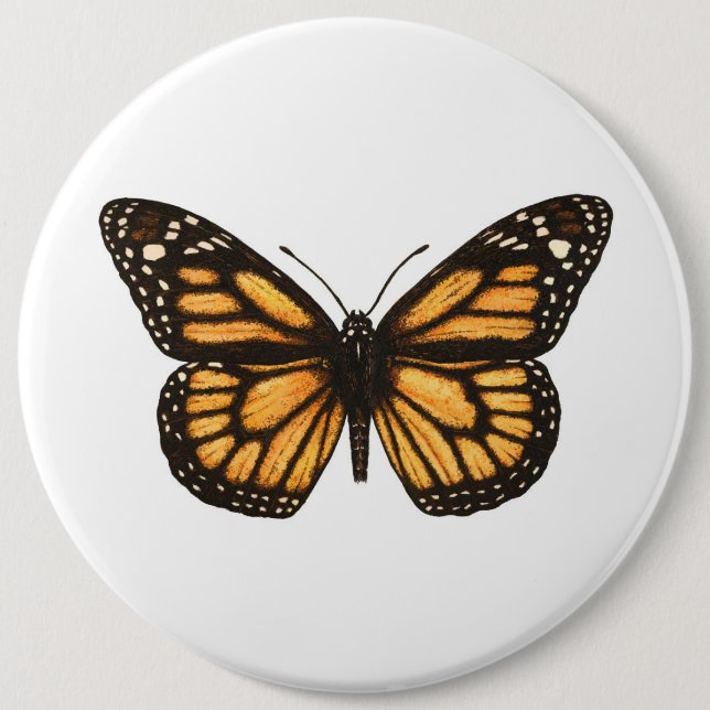 Badge Rond 15,2 Cm Papillon monarque (Devant)