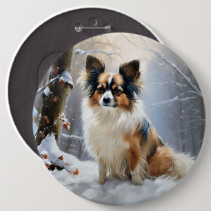 Badge Rond 15,2 Cm Papillon Noël sous la neige Christmas