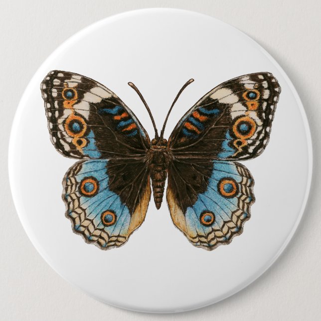 Badge Rond 15,2 Cm Papillon Pansy Bleu (Devant)