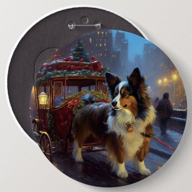 Badge Rond 15,2 Cm Papillon période festive de Noël (Devant & derrière)