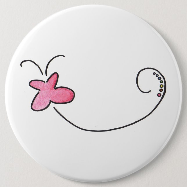 Badge Rond 15,2 Cm Papillon rouge (Devant)