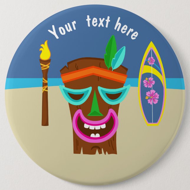 Badge Rond 15,2 Cm Parti Enfants Hawaiian Luau Personnalisé (Devant)