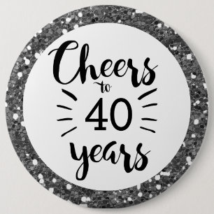 Badge Rond 15,2 Cm Parties scintillant d'argent encourage à 40 ans