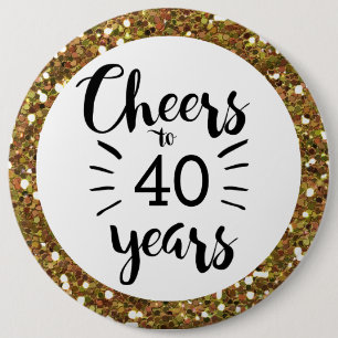 Badge Rond 15,2 Cm Parties scintillant d'or à 40 ans