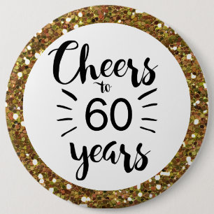 Badge Rond 15,2 Cm Parties scintillant d'or à 60 ans