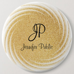 Badge Rond 15,2 Cm Parties scintillant d'or Faux Modèle Monogramme su