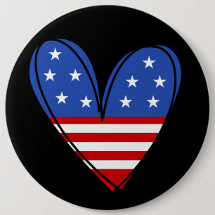 Badge Rond 15,2 Cm Patriotique USA Love Heart