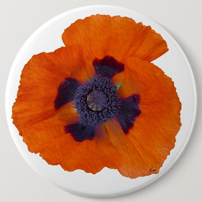 Badge Rond 15,2 Cm Pavot orange écarlate 1 (Devant)