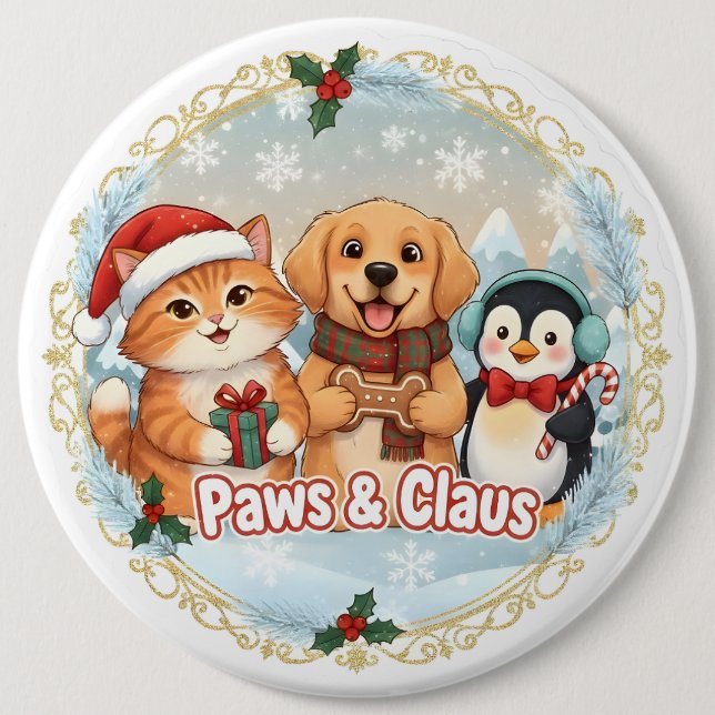 Badge Rond 15,2 Cm Paws & Claus (Devant)