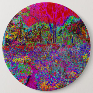 Badge Rond 15,2 Cm Paysage de jardin impressionniste psychédélique