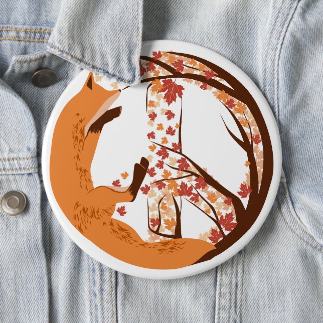 Badge Rond 15,2 Cm Peace Fox (En situation)