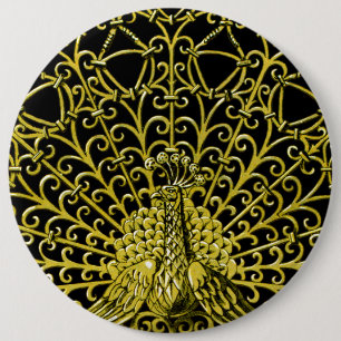 Badge Rond 15,2 Cm Peacock Gold Art Nouveau