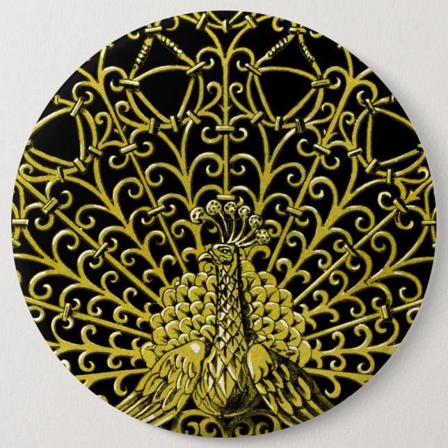 Badge Rond 15,2 Cm Peacock Gold Art Nouveau (Devant)