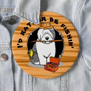 Badge Rond 15,2 Cm Pêcher Vieux Chien à chiens anglais (Grey 1) Migno