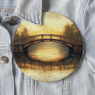 Badge Rond 15,2 Cm Peinture de pont vintage sur la rivière Campagne 
