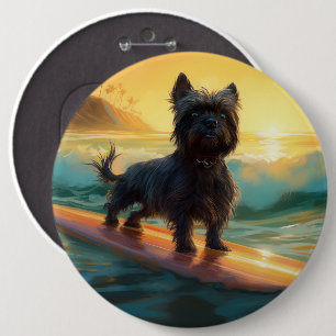 Badge Rond 15,2 Cm Peinture de surf de plage Affenpinscher