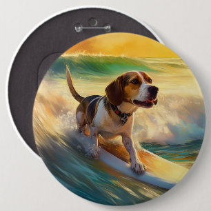 Badge Rond 15,2 Cm Peinture de surf sur la plage de Beagle