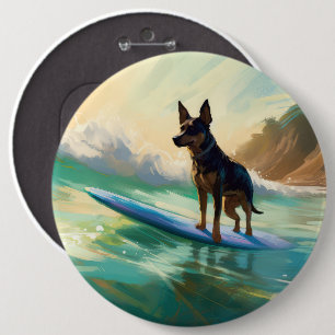 Badge Rond 15,2 Cm Peinture de Surf sur Plage de Kelpie Australien