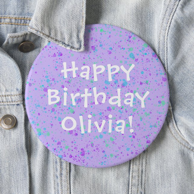 Badge Rond 15,2 Cm Peinture pourpre éclat Anniversaire (En situation)