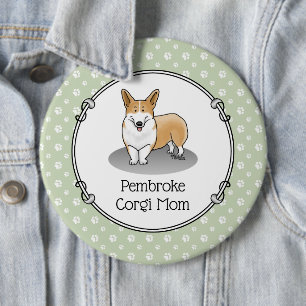 Badge Rond 15,2 Cm Pembroke Welsh Corgi Maman (rouge 1) Chien Maman M