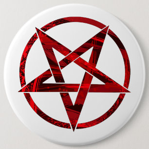 Badge Rond 15,2 Cm Pentagramme du Diable Rouge