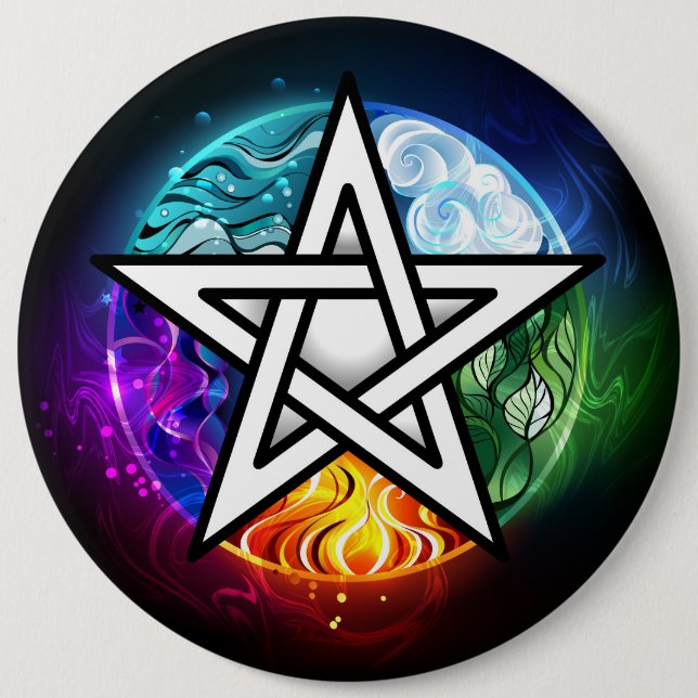 Badge Rond 15,2 Cm pentagramme du Wiccan (Devant)