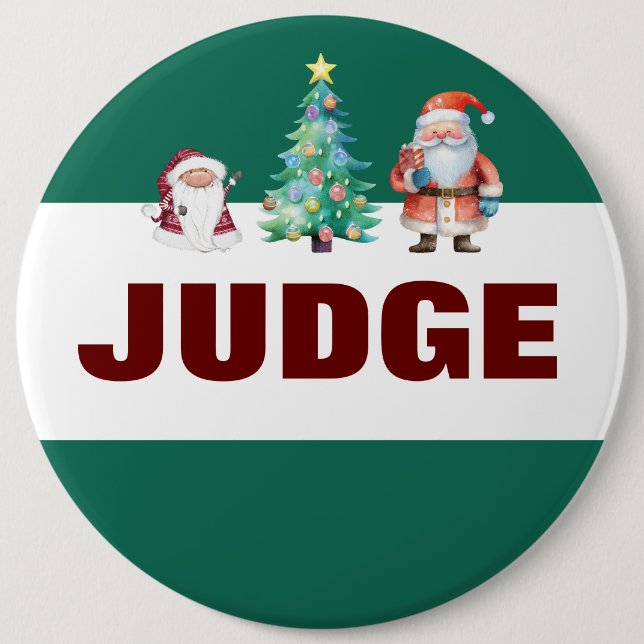 Badge Rond 15,2 Cm Père Noël Christmas Juge (Devant)