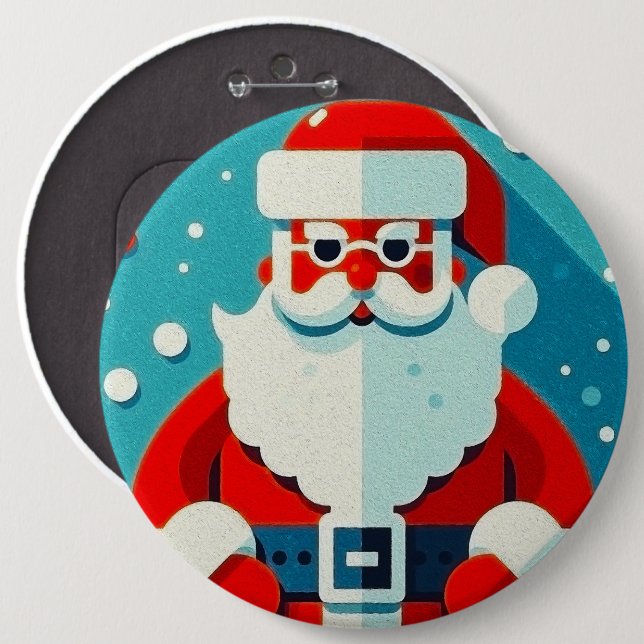 Badge Rond 15,2 Cm Père Noël joyeux (Devant & derrière)