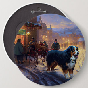 Badge Rond 15,2 Cm Période des Fêtes de Noël du Montagnard Bernois