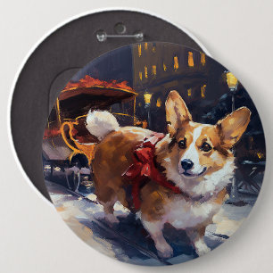 Badge Rond 15,2 Cm Période festive de Noël Corgi