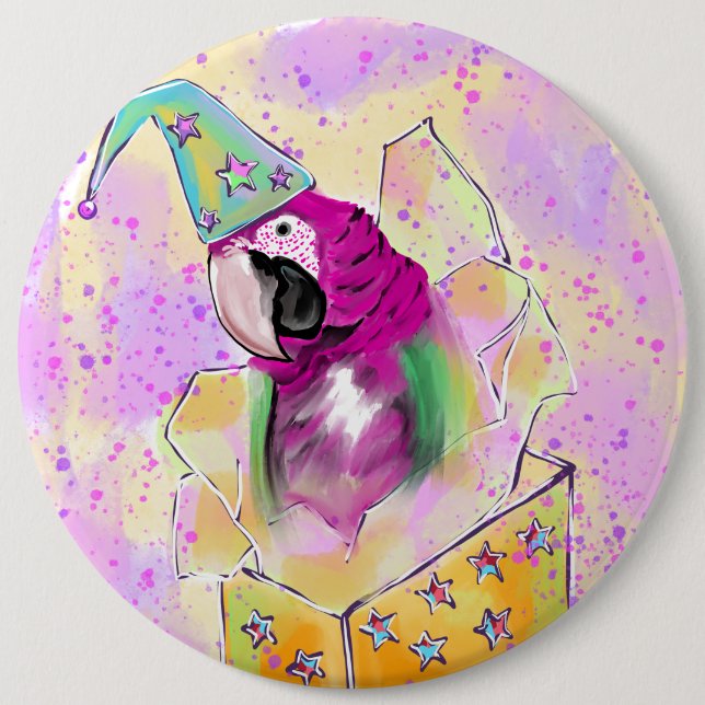 Badge Rond 15,2 Cm Perroquet (Devant)