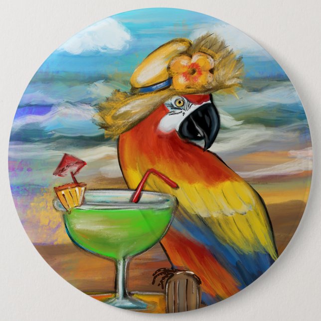 Badge Rond 15,2 Cm Perroquets (Devant)