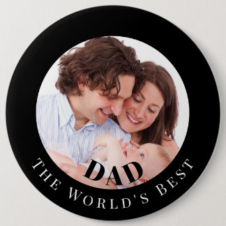 Badge Rond 15,2 Cm Personalized Photo in Black Circle Best Dad