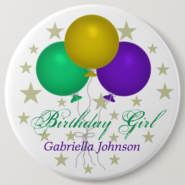 Badge Rond 15,2 Cm Personnalisé : Bouton de fille d'anniversaire (Devant)