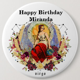 Badge Rond 15,2 Cm Personnaliser do-it-yourself Virgo Zodiac Annivers