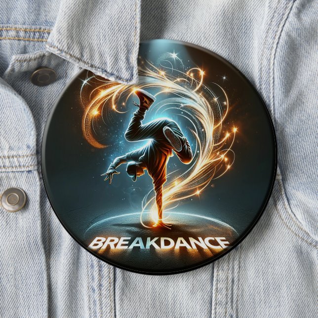 Badge Rond 15,2 Cm Petit danseur en Neon Swirl projeter dynamique urb (En situation)
