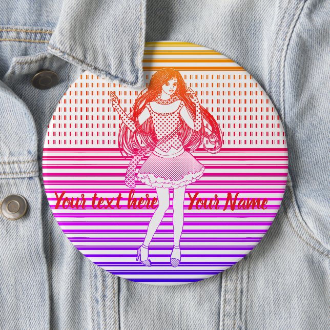 Badge Rond 15,2 Cm Petite amie arc-en-ciel (En situation)
