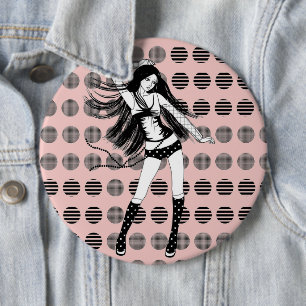 Badge Rond 15,2 Cm petite amie danseuse rose