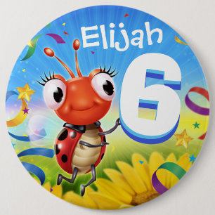 Badge Rond 15,2 Cm petite chaîne de coccinelle d'insigne fait sur