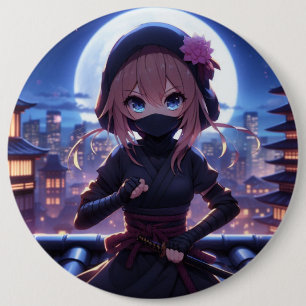 Badge Rond 15,2 Cm Petite fille guerrière ninja