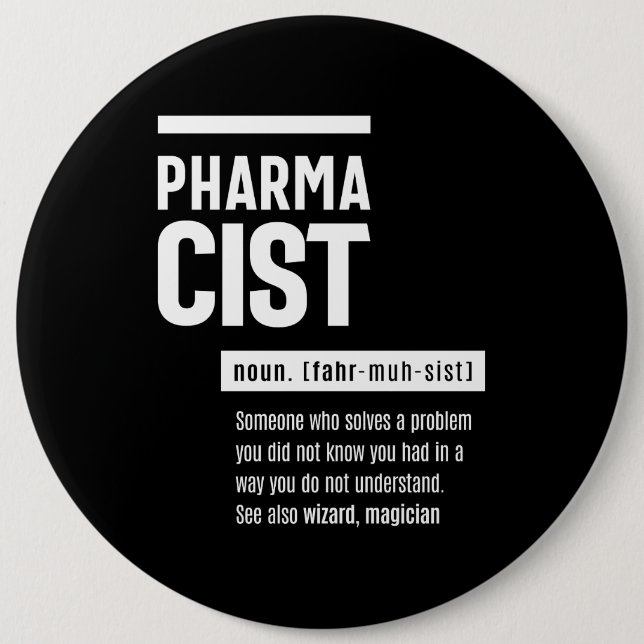 Badge Rond 15,2 Cm Pharmacien Définition Drôle Cadeau Classique (Devant)