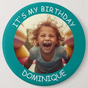 Badge Rond 15,2 Cm Photo personnalisable et nom Bouton Anniversaire