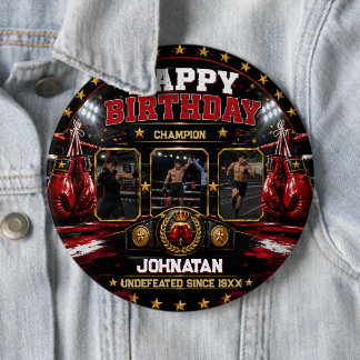 Badge Rond 15,2 Cm Photo personnalisé de boxe pour anniversaire de ch