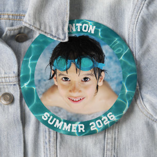 Badge Rond 15,2 Cm Photo Sport Aqua Green Cadre de la piscine